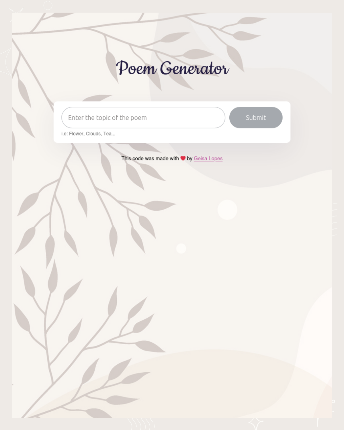 Poem Generator Page