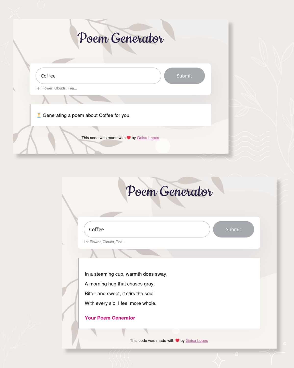 Poem Generator Page